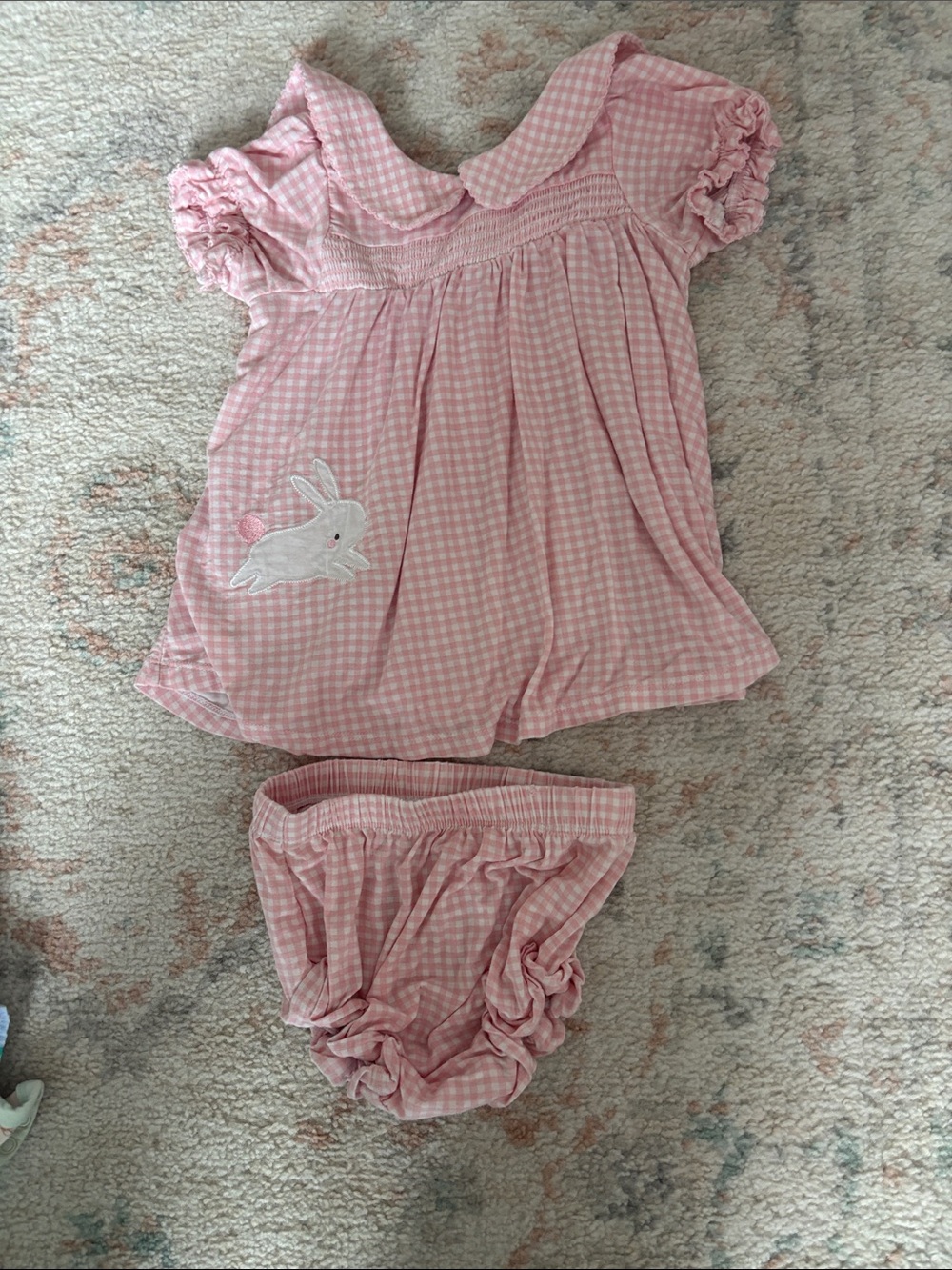 Angel Dear Pink Gingham Bunny Dress and Bloomers